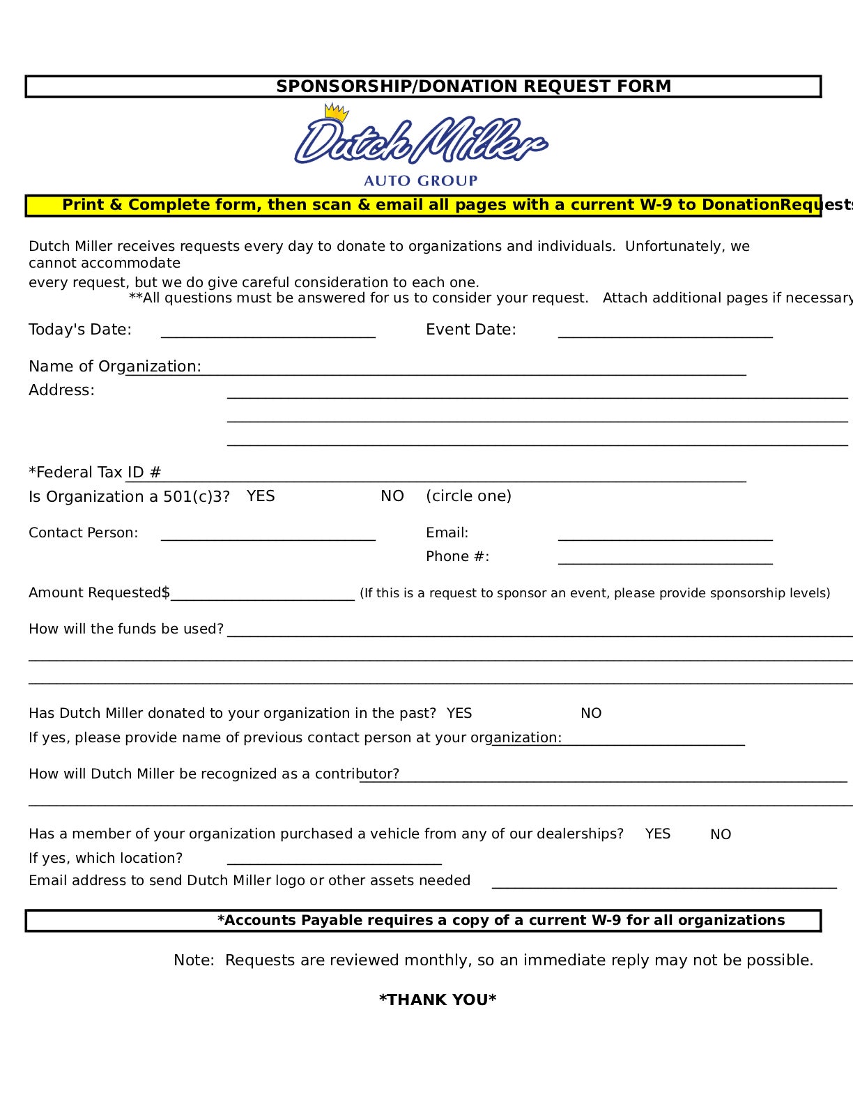 Donation/Sponsorship Request Form